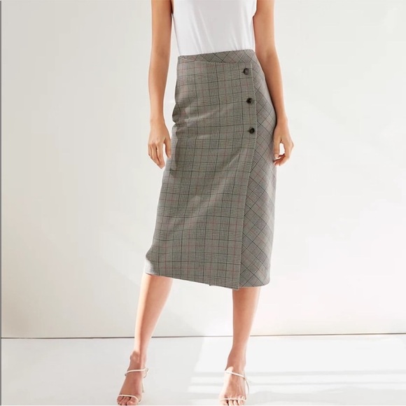 Aritzia Babaton Billy Midi Skirt in Grey Plaid - Picture 4 of 8